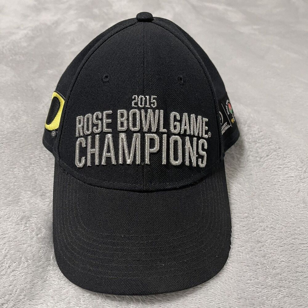 Nike Oregon Ducks Hat Cap Men Black Adjustable Rose Bowl Champions Mirrored Bill